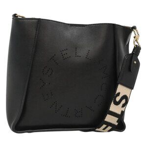 Stella MacCartney Shoulder Bag Leather Black Gold Auth BA2624